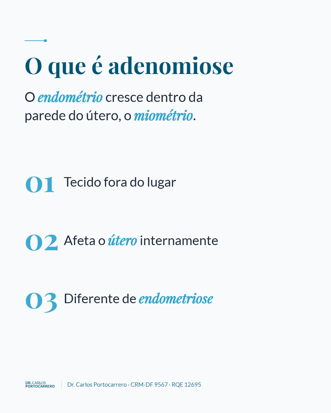 Lâmina "O que é adenomiose", com três itens numerados.