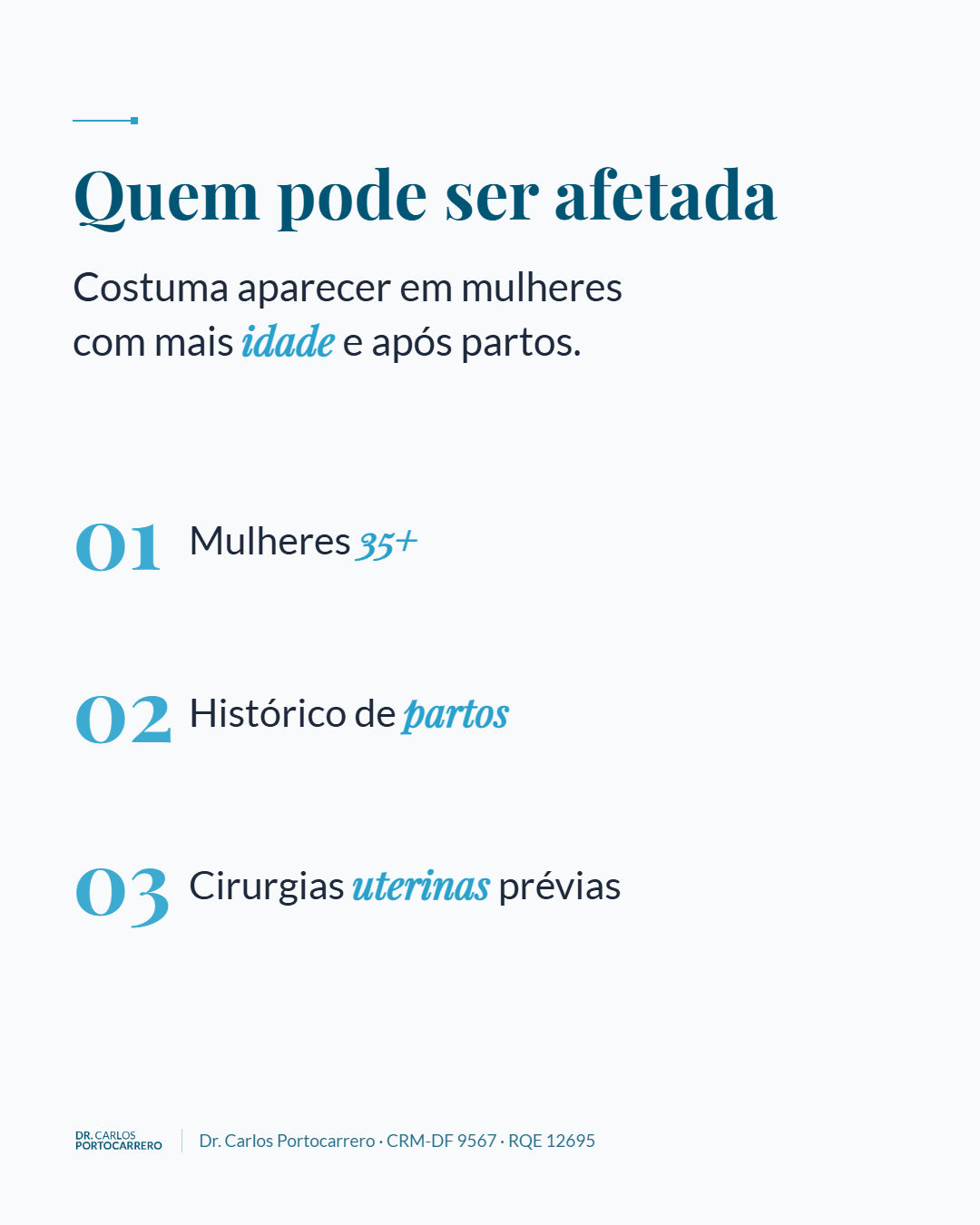 Lâmina "Quem pode ser afetada", com três itens numerados.