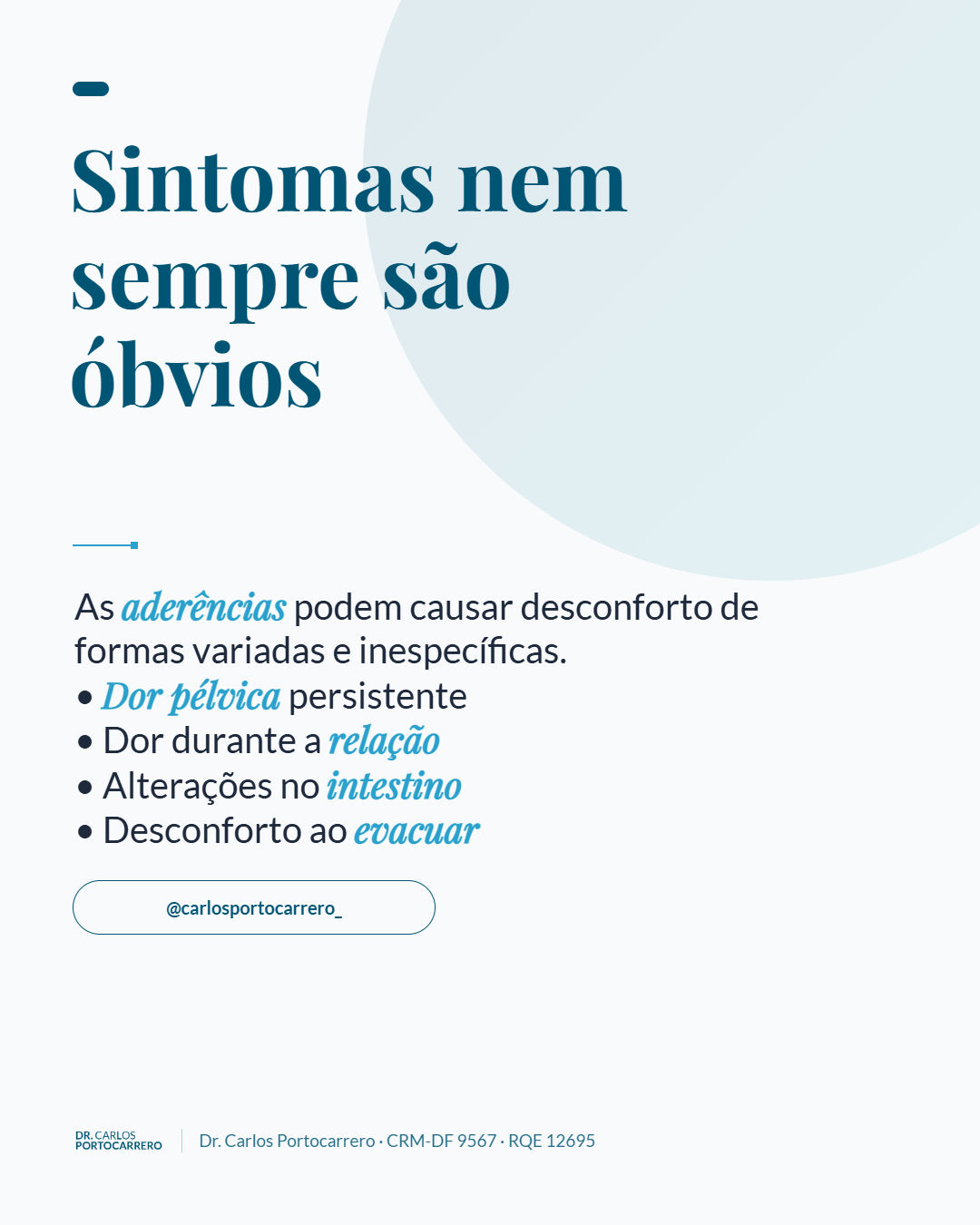 Lâmina "Sintomas nem sempre são óbvios", com quatro itens.