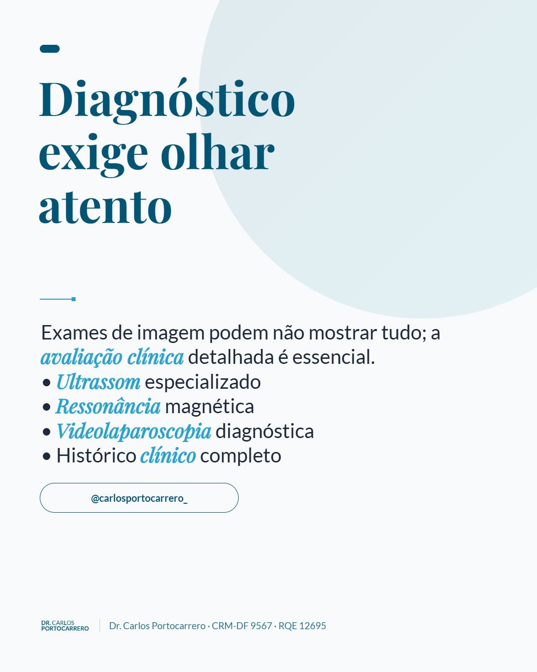 Lâmina "Diagnóstico exige olhar atento", com quatro itens.