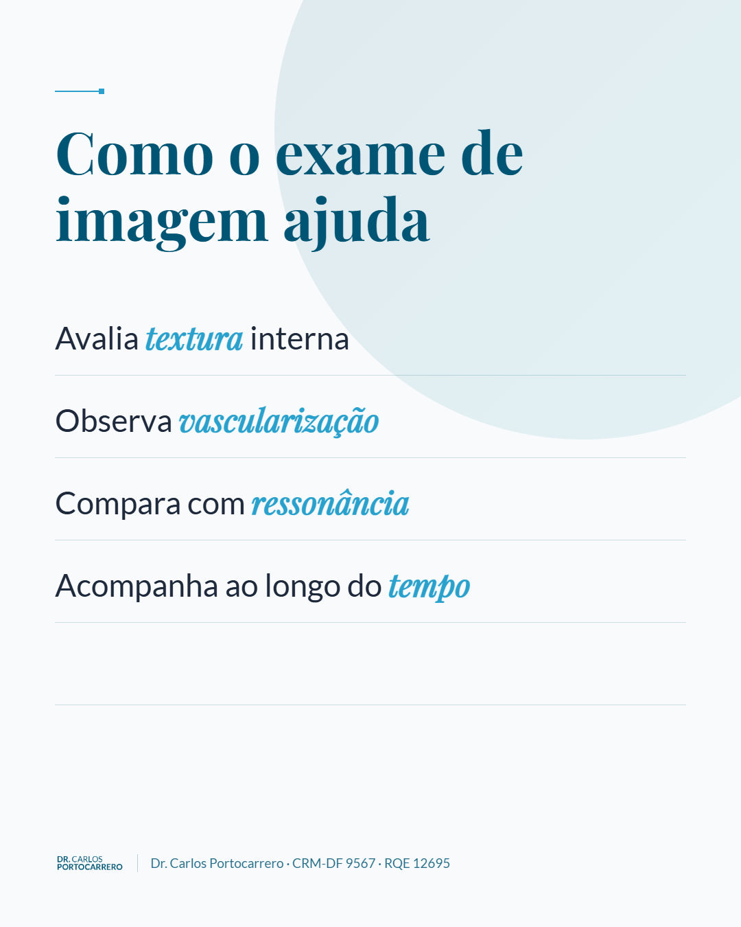 Lâmina "Como o exame de imagem ajuda", com quatro itens.
