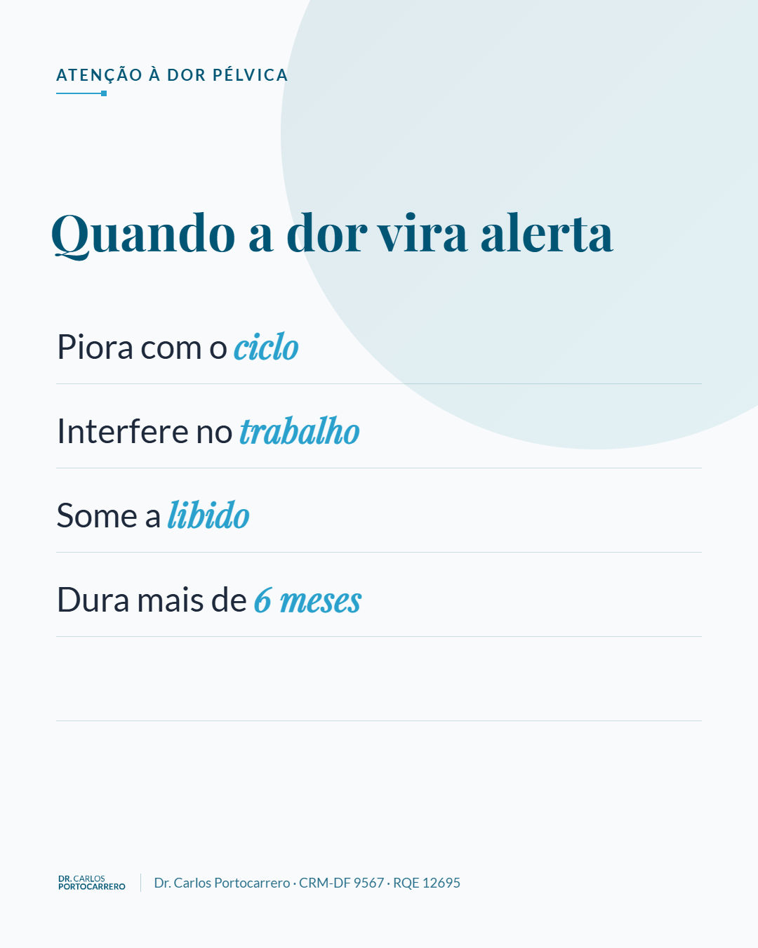 Lâmina "Quando a dor vira alerta", com quatro itens.